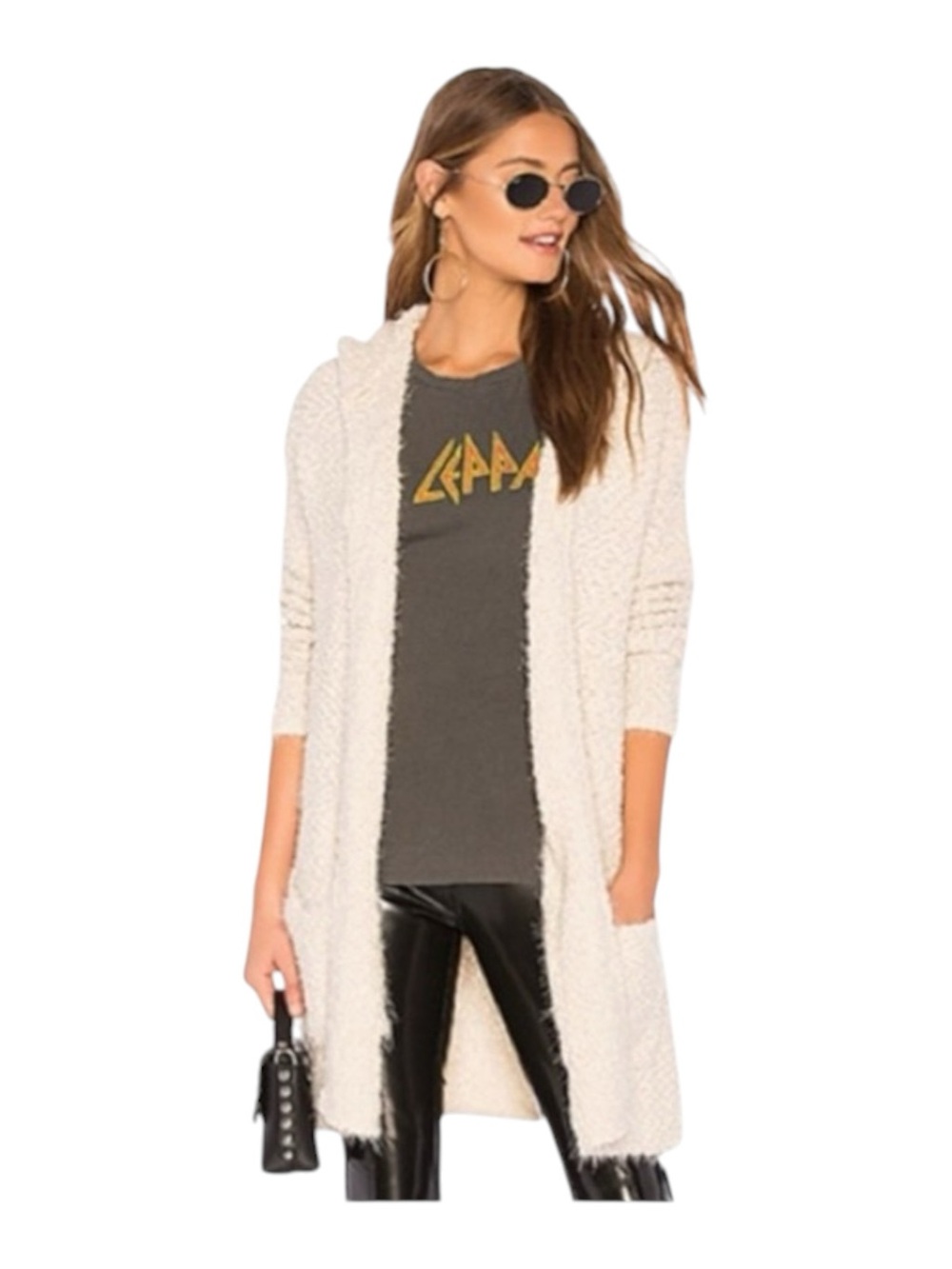 new Young Fabulous Broke ❃ Wylie Fuzzy Hoodie Cardigan Sweater Teddy Coat ❃ M L - Picture 3 of 16